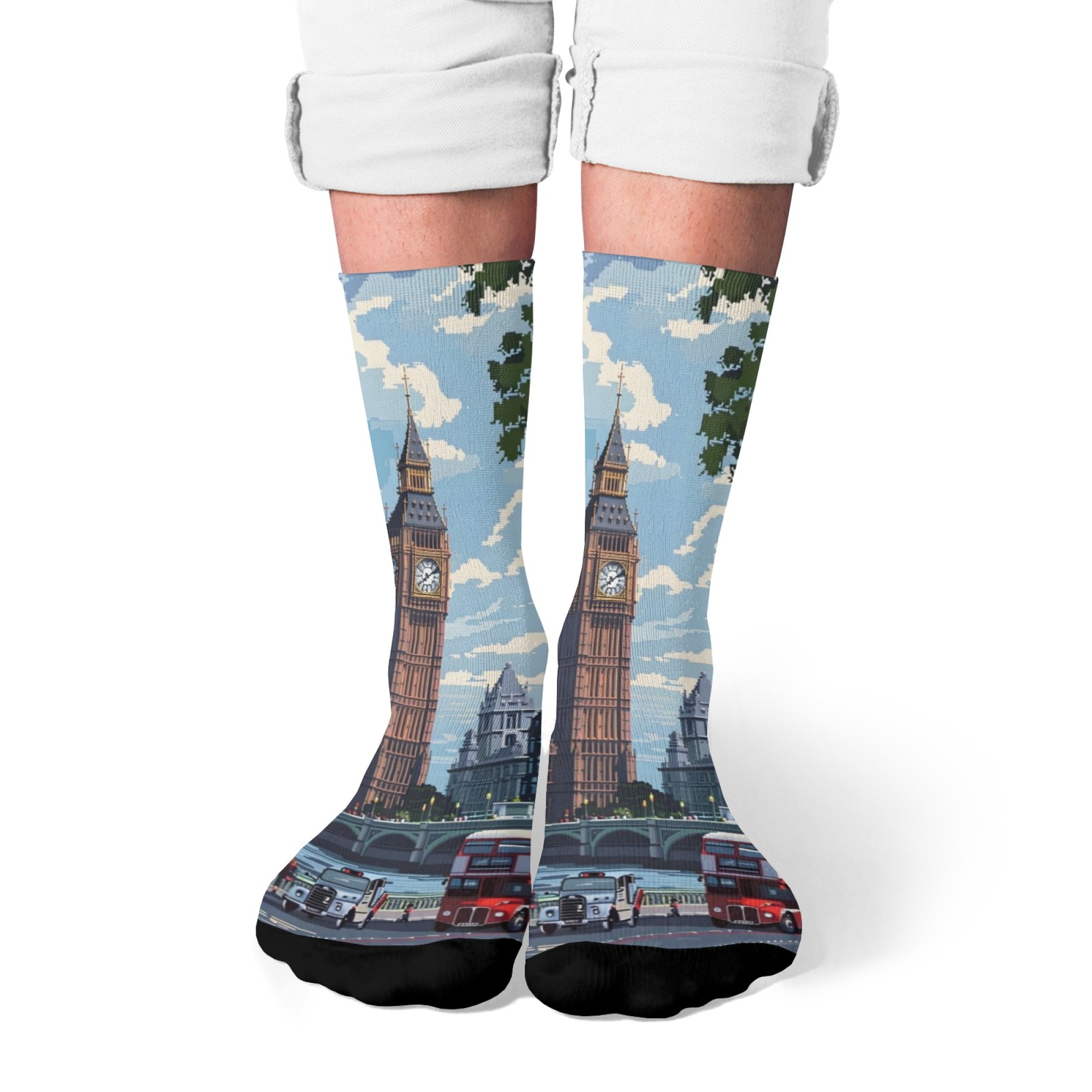 Street Fashion London - Comic-Style London Street Men's Socks Novelty
