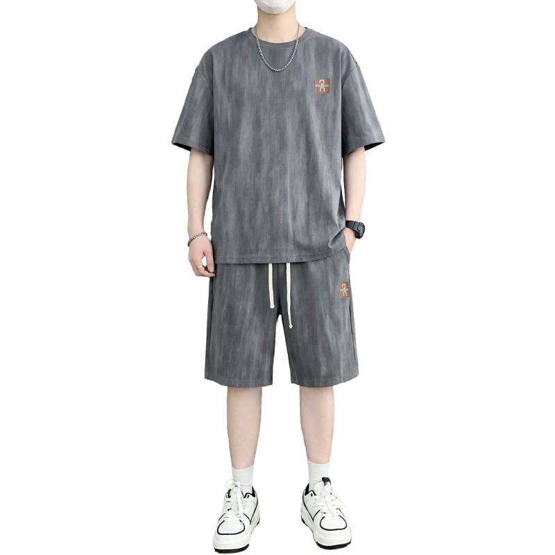 Street Fashion Us - 【T-Shirt + 5-Point Shorts】Men's T-Shirt Set
