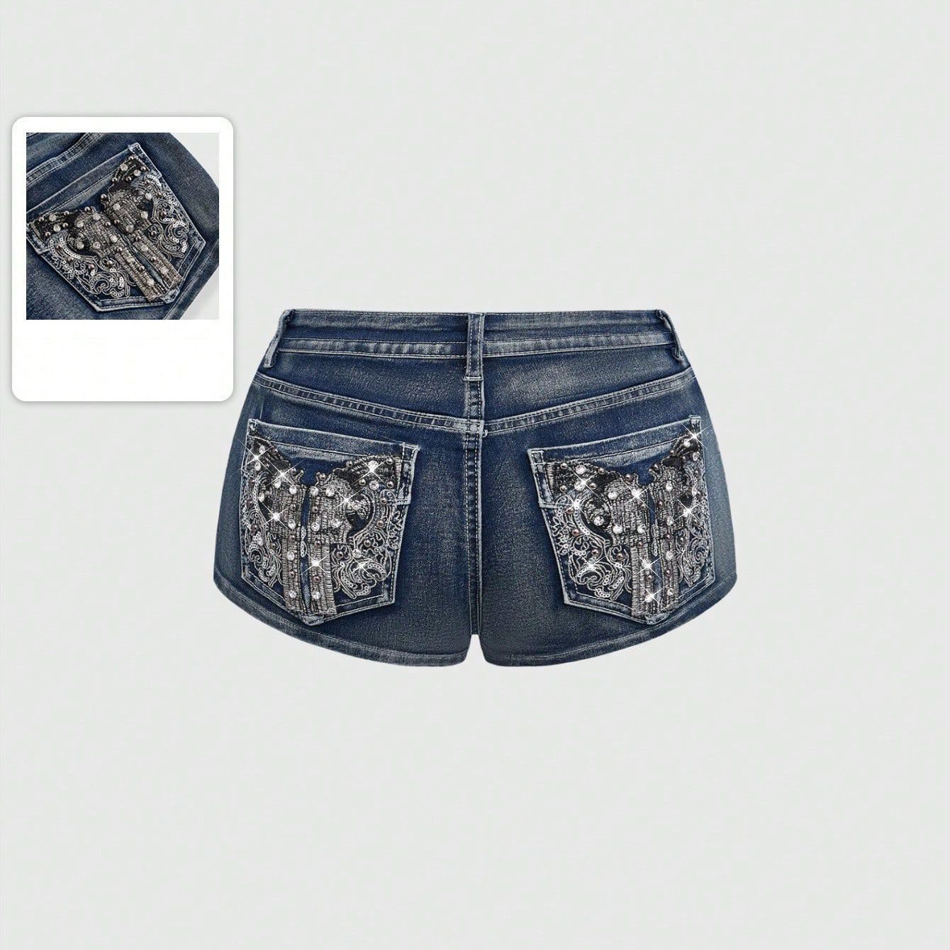 Summer Rhinestone Embroidered  - огляд і ціна Street Fashion Denim