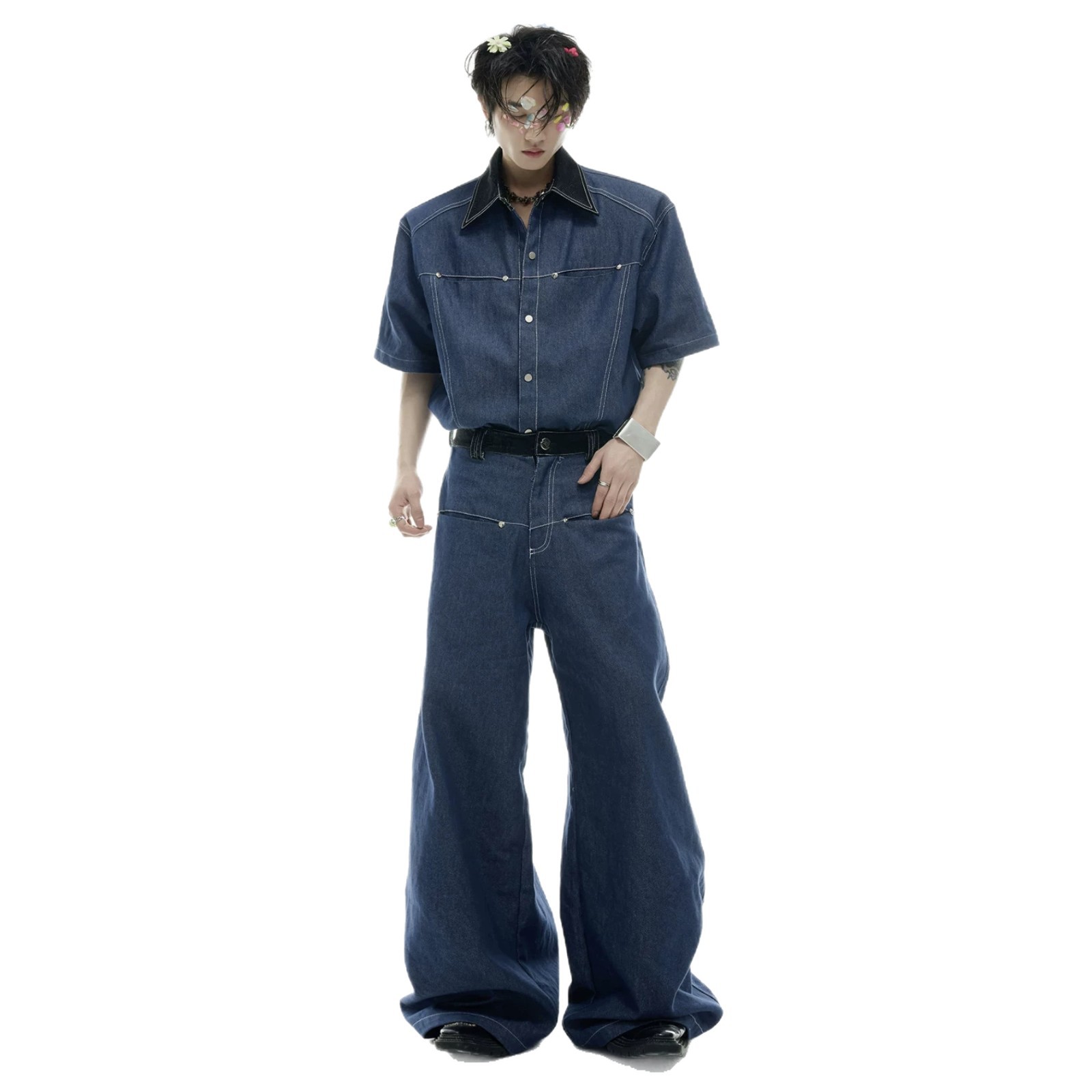 Summer Men's Denim Matching Se - огляд і ціна Street Fashion Denim
