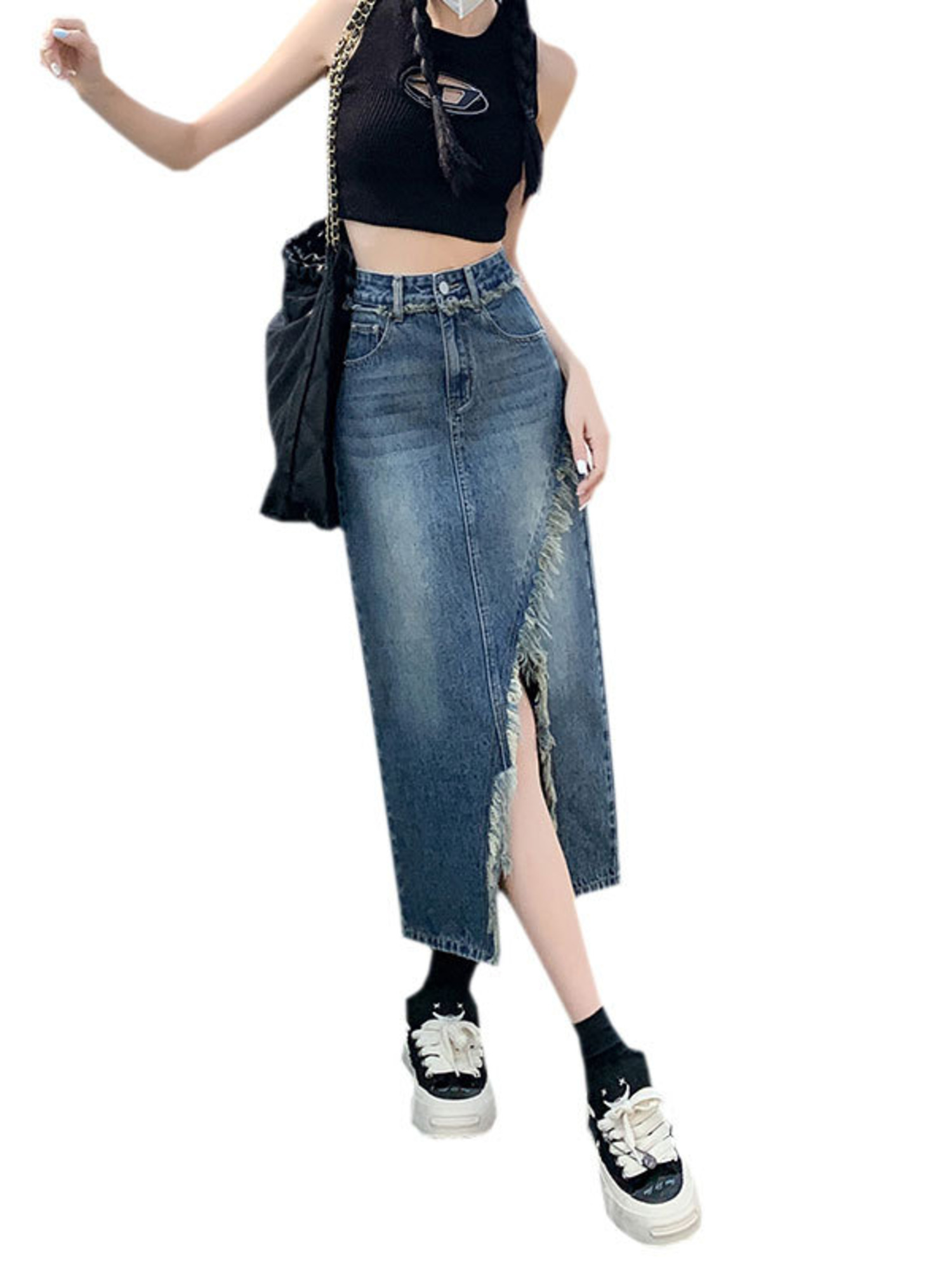Women's High Waist Denim Skirt - огляд і ціна Street Fashion Denim